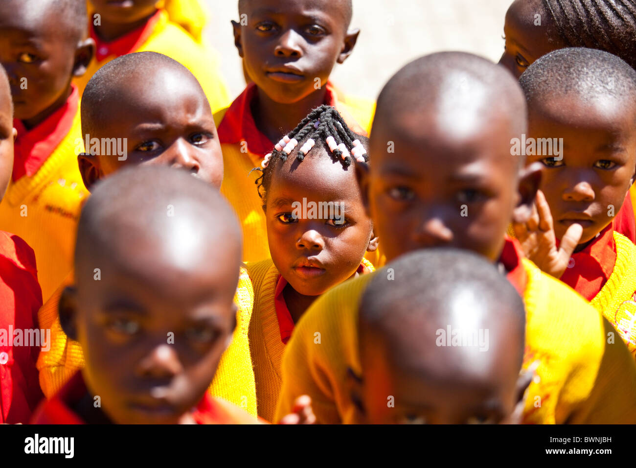 I bambini in gita al lago Nakuru, Kenya Foto Stock