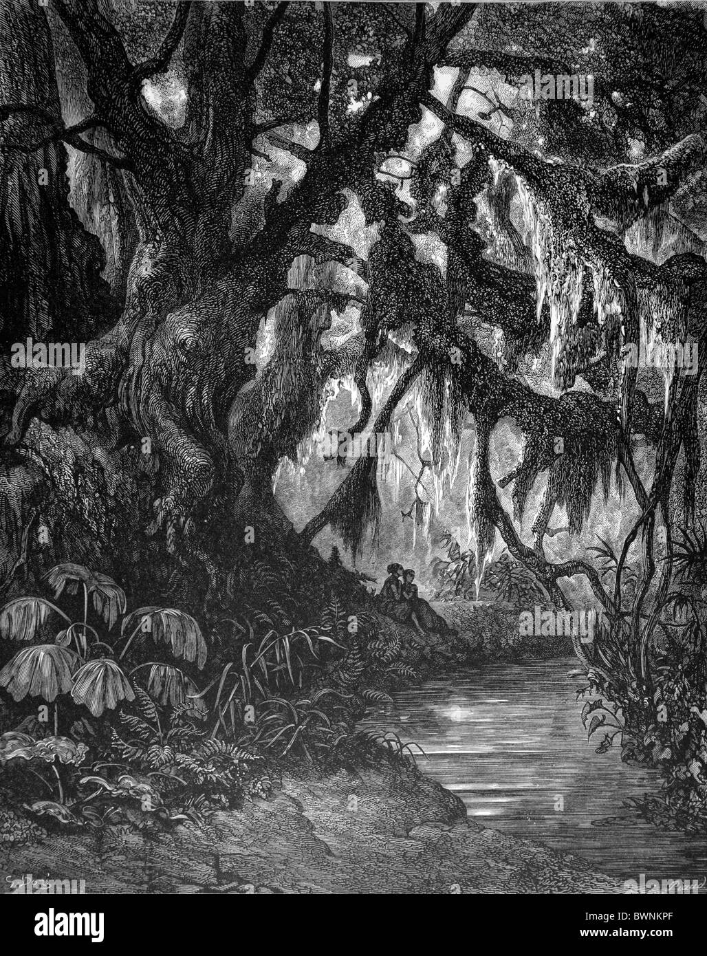 Gustave Doré; il resto nella foresta da Chactas e Atala, una novella da François-René de Chateaubriand Foto Stock