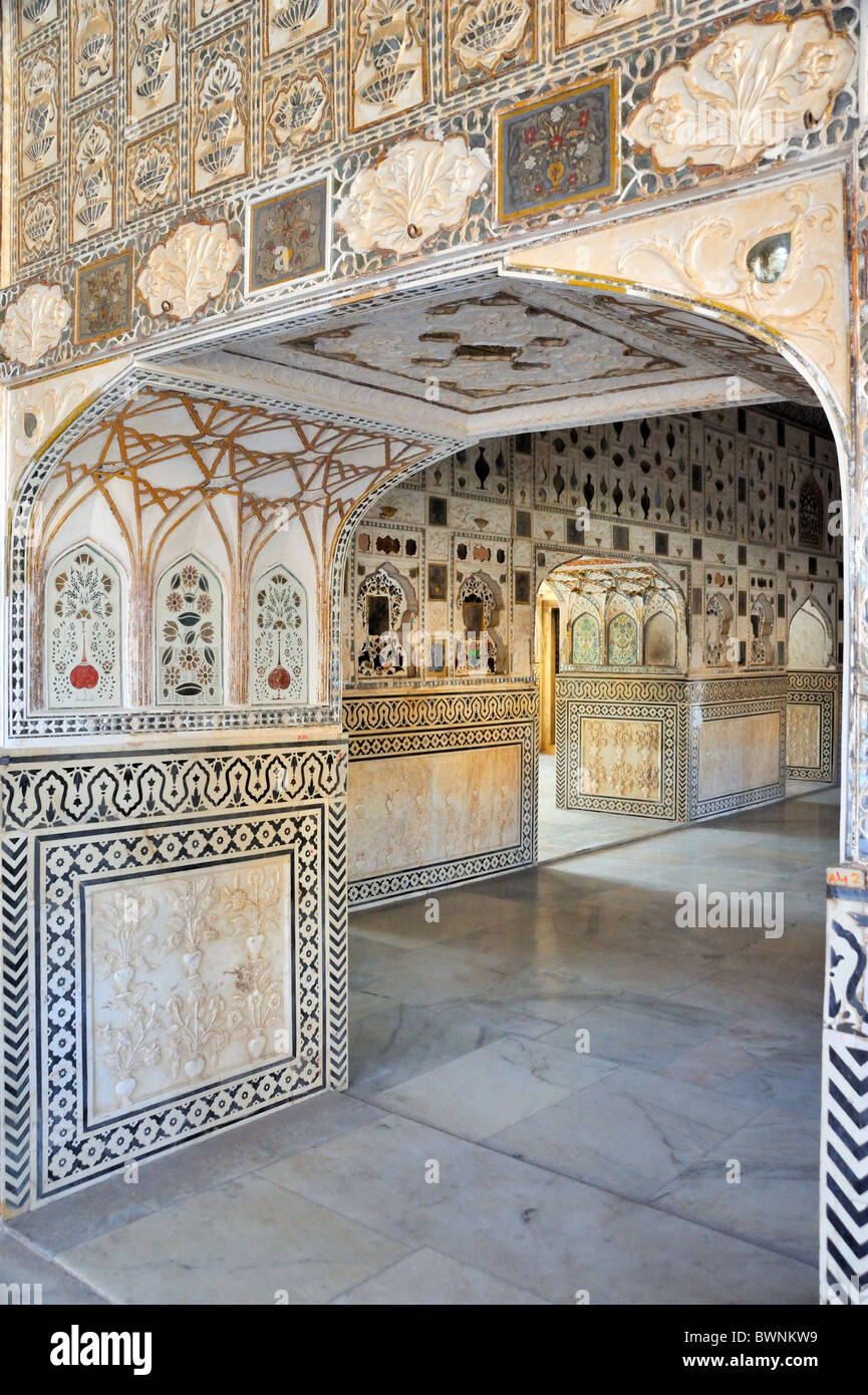 Sala degli Specchi, Ambra Fort, a Jaipur, India. Foto Stock