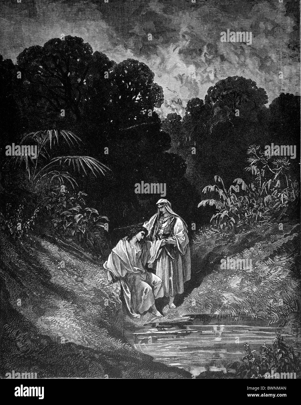 Gustave Doré; Davide e Giònata; Bianco e Nero incisione Foto Stock