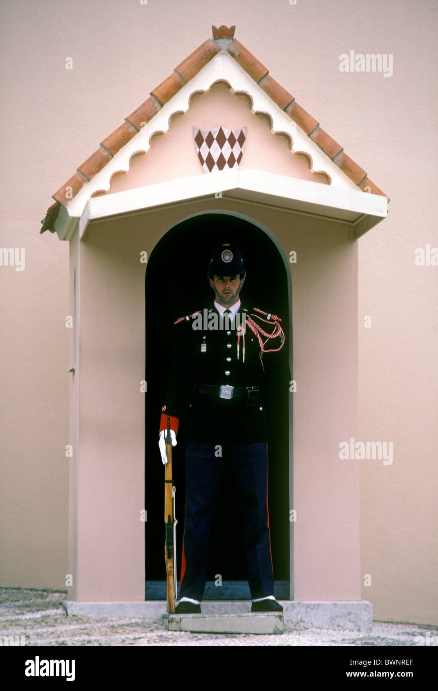 Guardia, la Piazza del Palazzo, il Palazzo di Monaco e Monte Carlo, Principato di Monaco, Europa Foto Stock