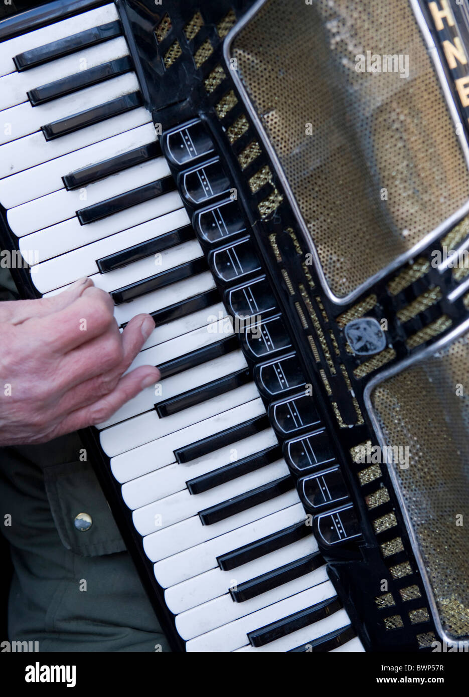 Lettore di fisarmonica Foto Stock