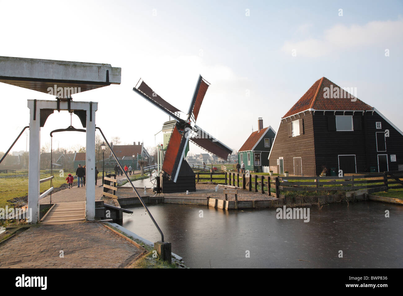 Museo vivente villaggio storico di Zaance Schans, Paesi Bassi, Olanda Foto Stock