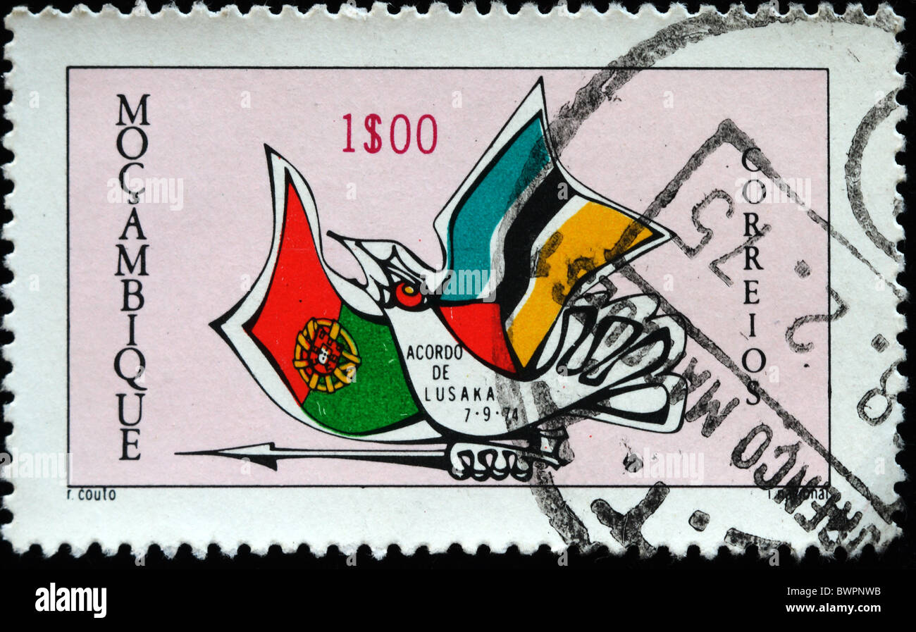 Accordo datato 7 settembre 1974 a Lusaka (Zambia), tra il governo portoghese e il Fronte di Liberazione del Mozambico Foto Stock