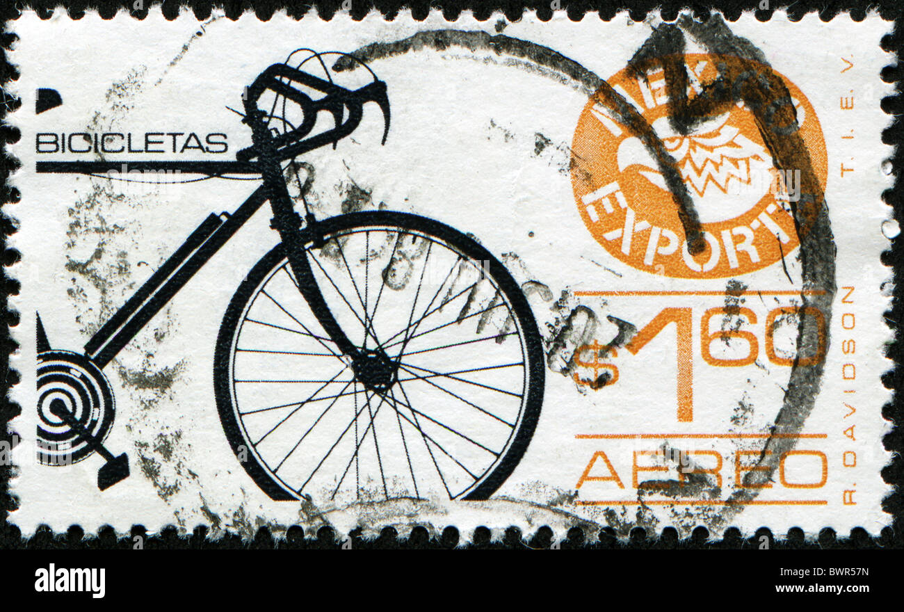 Messico - circa 1986: un timbro stampato in Messico mostra bicicletta, circa 1986 Foto Stock