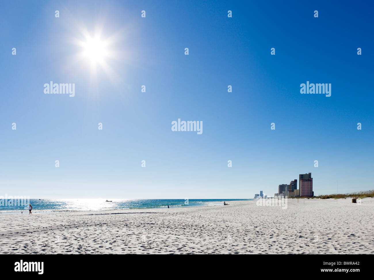 Spiaggia a Golfo del parco statale, Gulf Shores, Gulf Coast, Alabama, STATI UNITI D'AMERICA Foto Stock