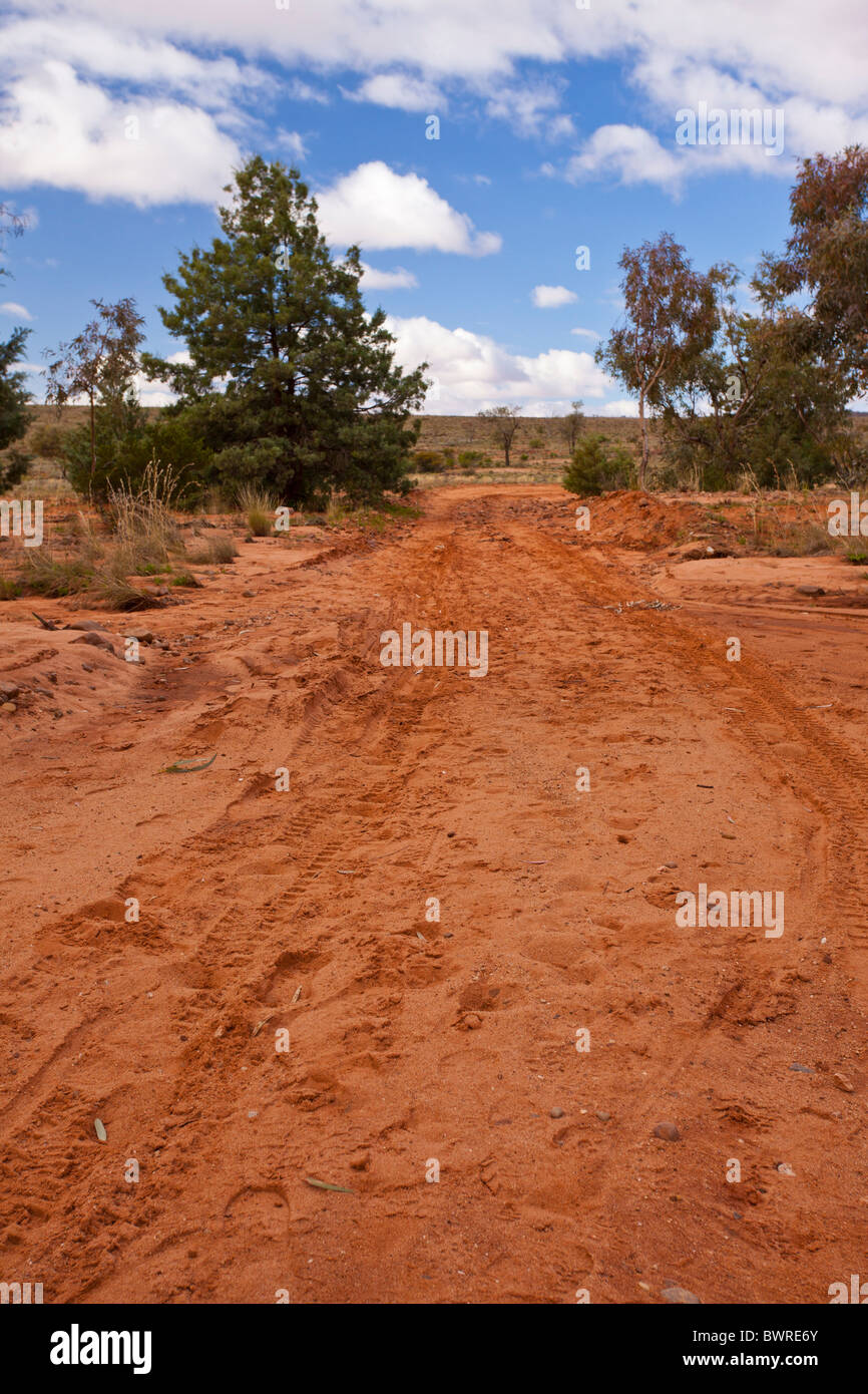 Sabbia rossa sul vecchio Coach Road, Mutawintji National Park, New South Wales, Australia Foto Stock