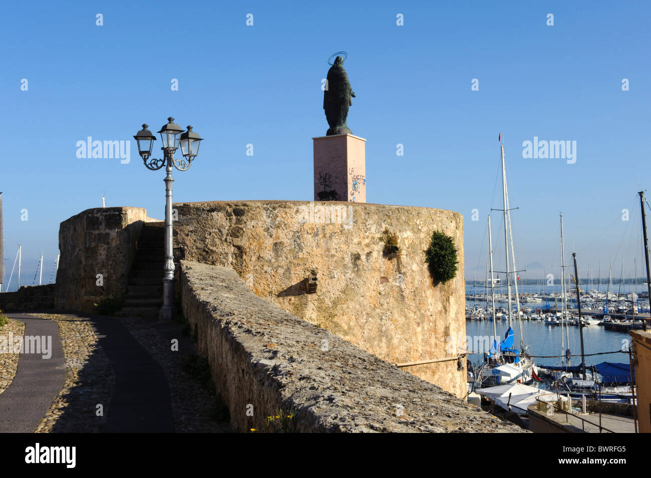 Parete della città di Alghero, Sardegna, Italia Foto Stock