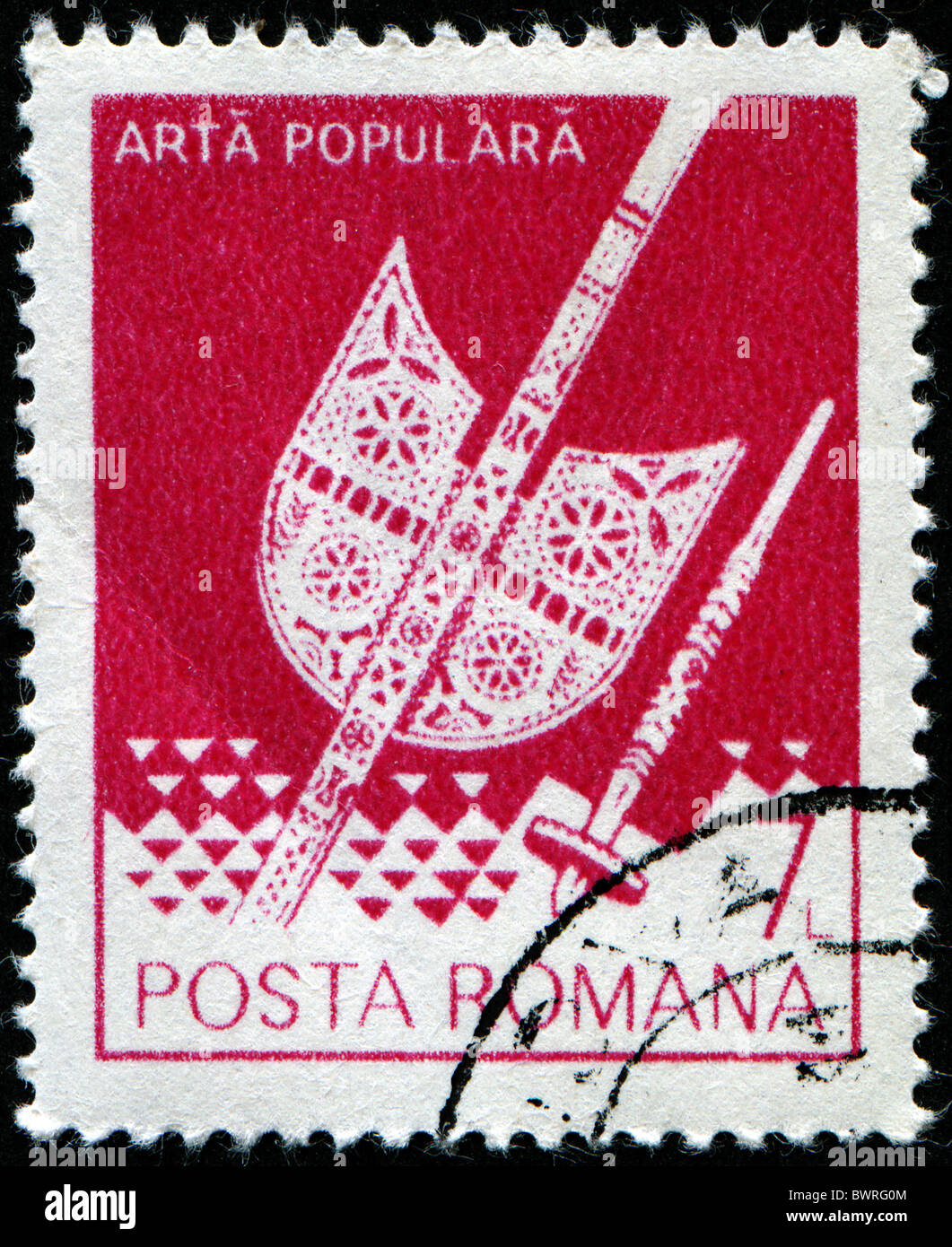 ROMANIA - circa 1978: un timbro stampato in Romania mostra immagine per celebrare l'arte popolare, serie, circa 1978 Foto Stock