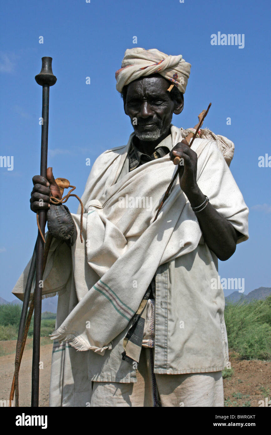 Anziani Tribesman Borana, Etiopia Foto Stock