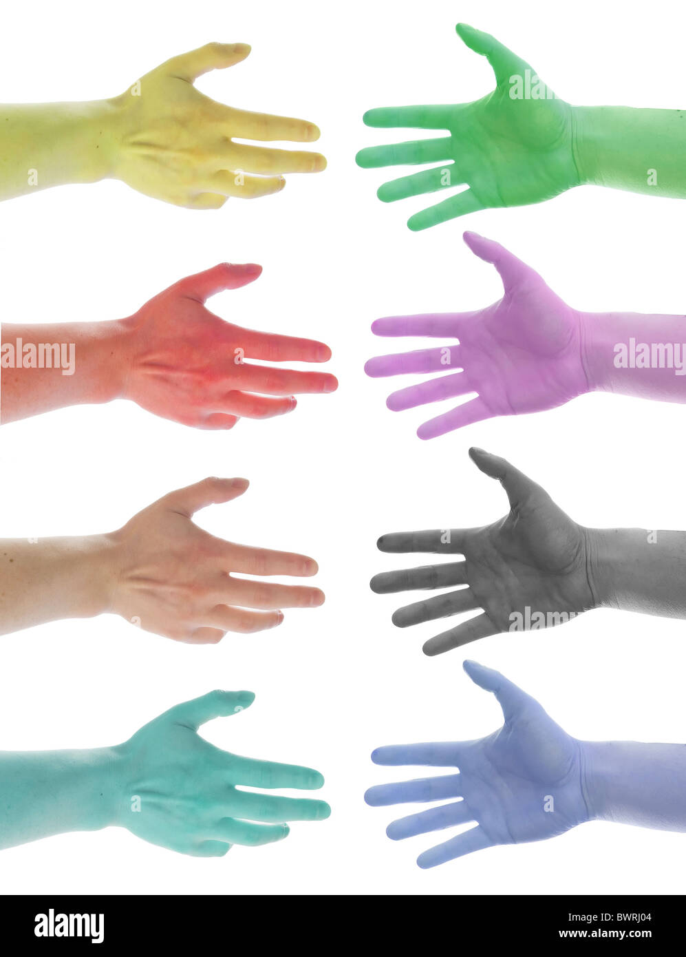 Colore di sfondo delle mani Foto Stock