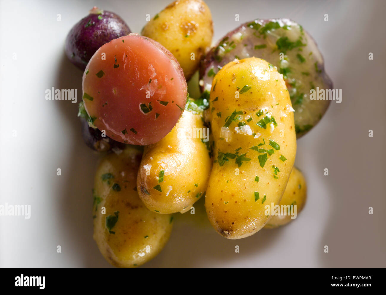 Erborinati Patate preparate da chef di ferro Masaharu Morimoto presso il ristorante Morimoto in New York, NY. Foto Stock
