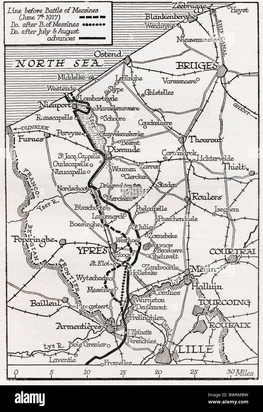 Il Flanders front line luglio e agosto 1917. Foto Stock