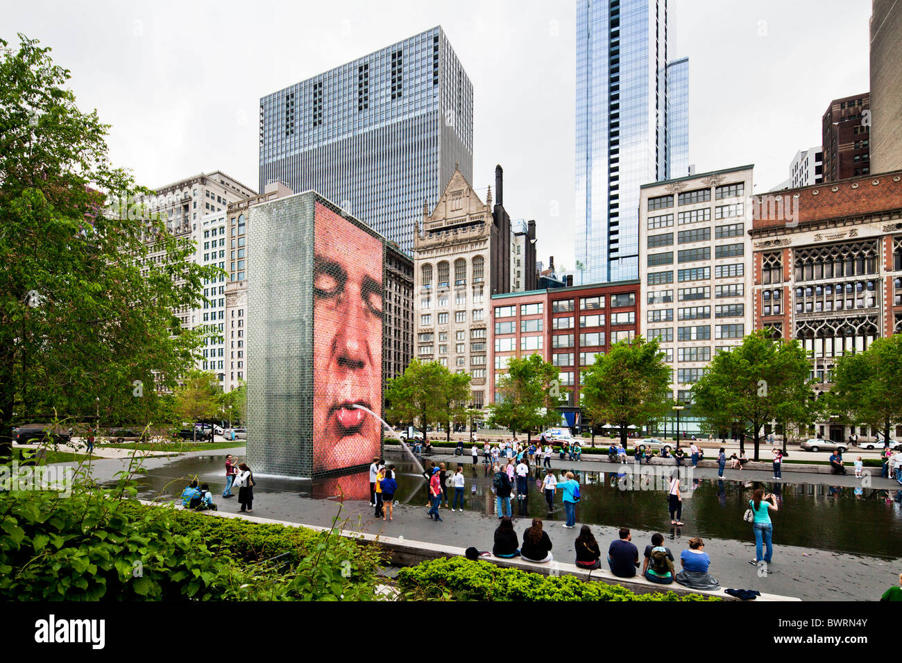 Fontana di corona, Chicago, Illinois Foto Stock