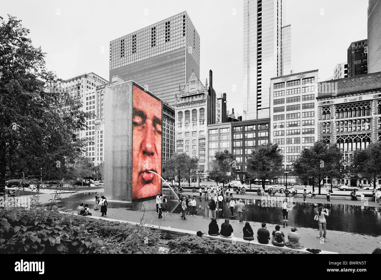 Fontana di corona, Chicago, Illinois Foto Stock