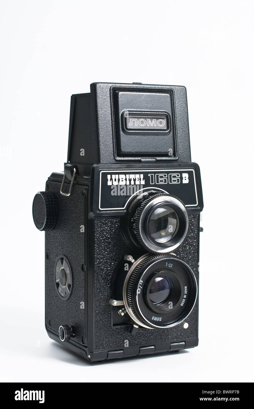 Un vintage Lomo Lubitel 166B twin reflex fotocamera a pellicola realizzata in Russia Foto Stock