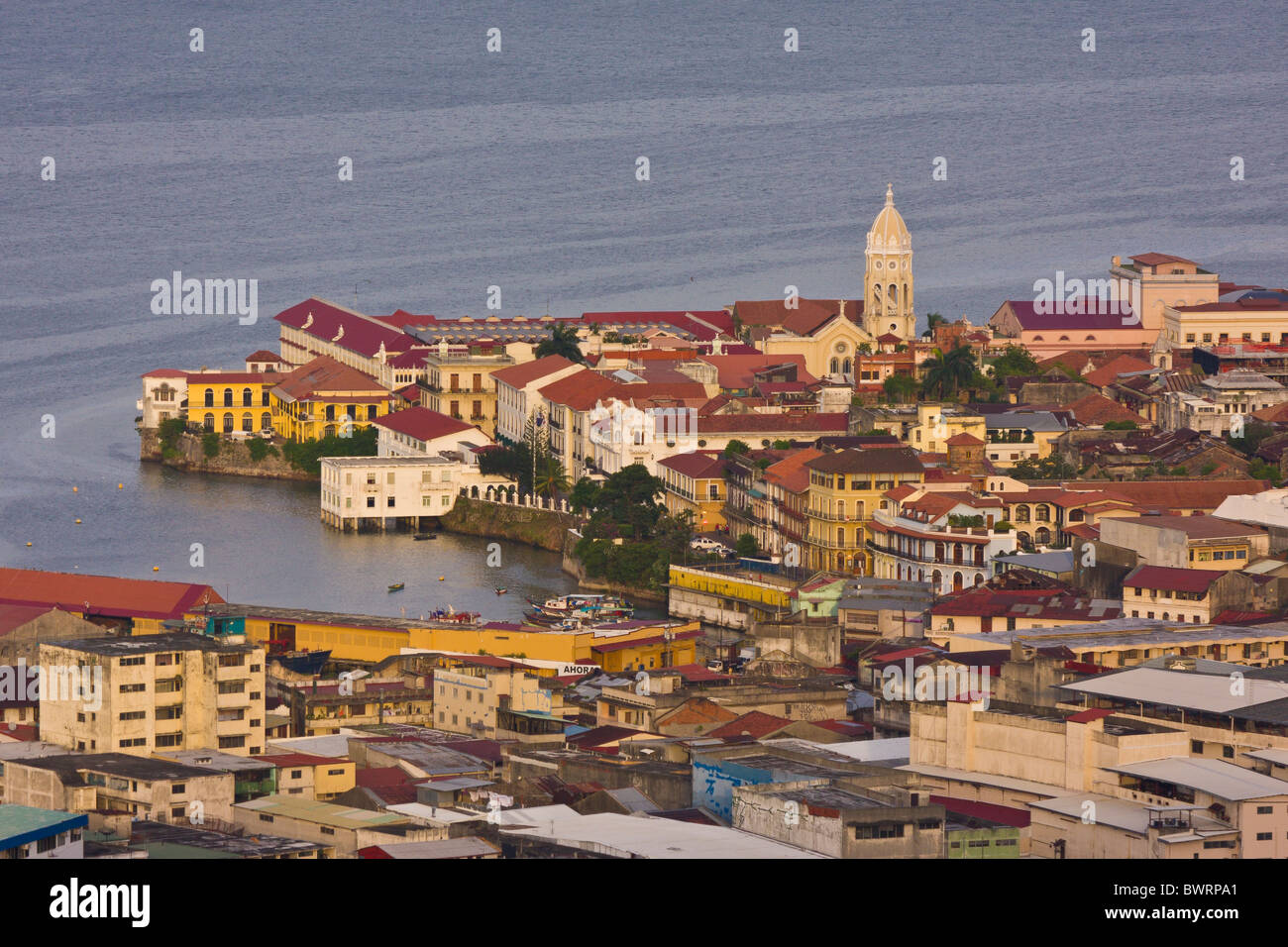 PANAMA CITY, PANAMA - vista aerea del Casco Viejo, centro storico della città. Foto Stock