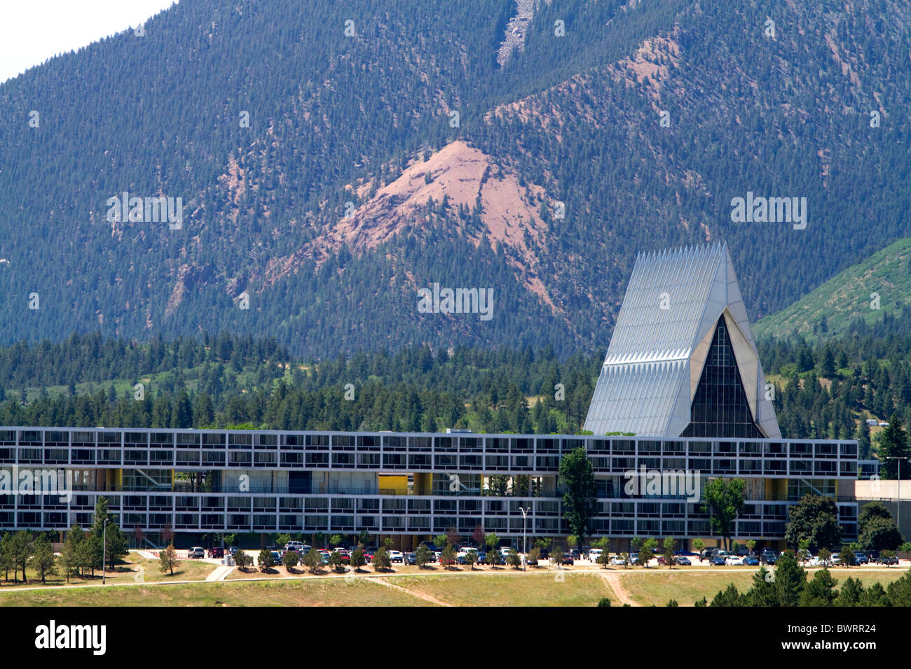 Il campus della United States Air Force Academy in Colorado Springs, Colorado, Stati Uniti d'America. Foto Stock
