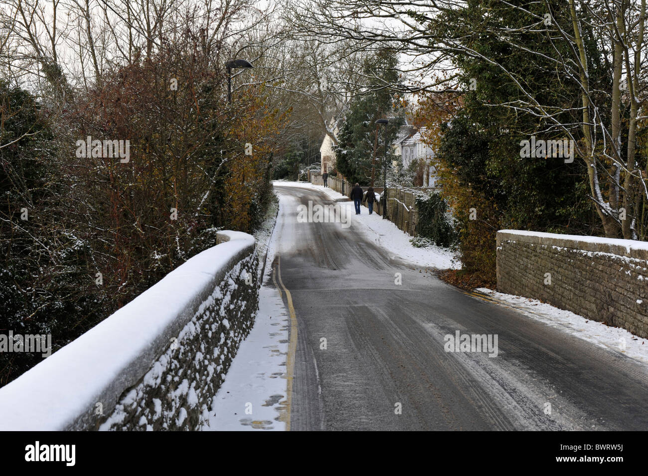 Una vista dal ponte di inverni nelle zone rurali di Wolvercote appena fuori Oxford Foto Stock