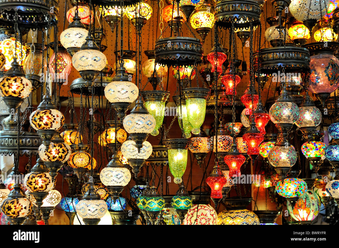 Varietà di lampade turco Foto Stock