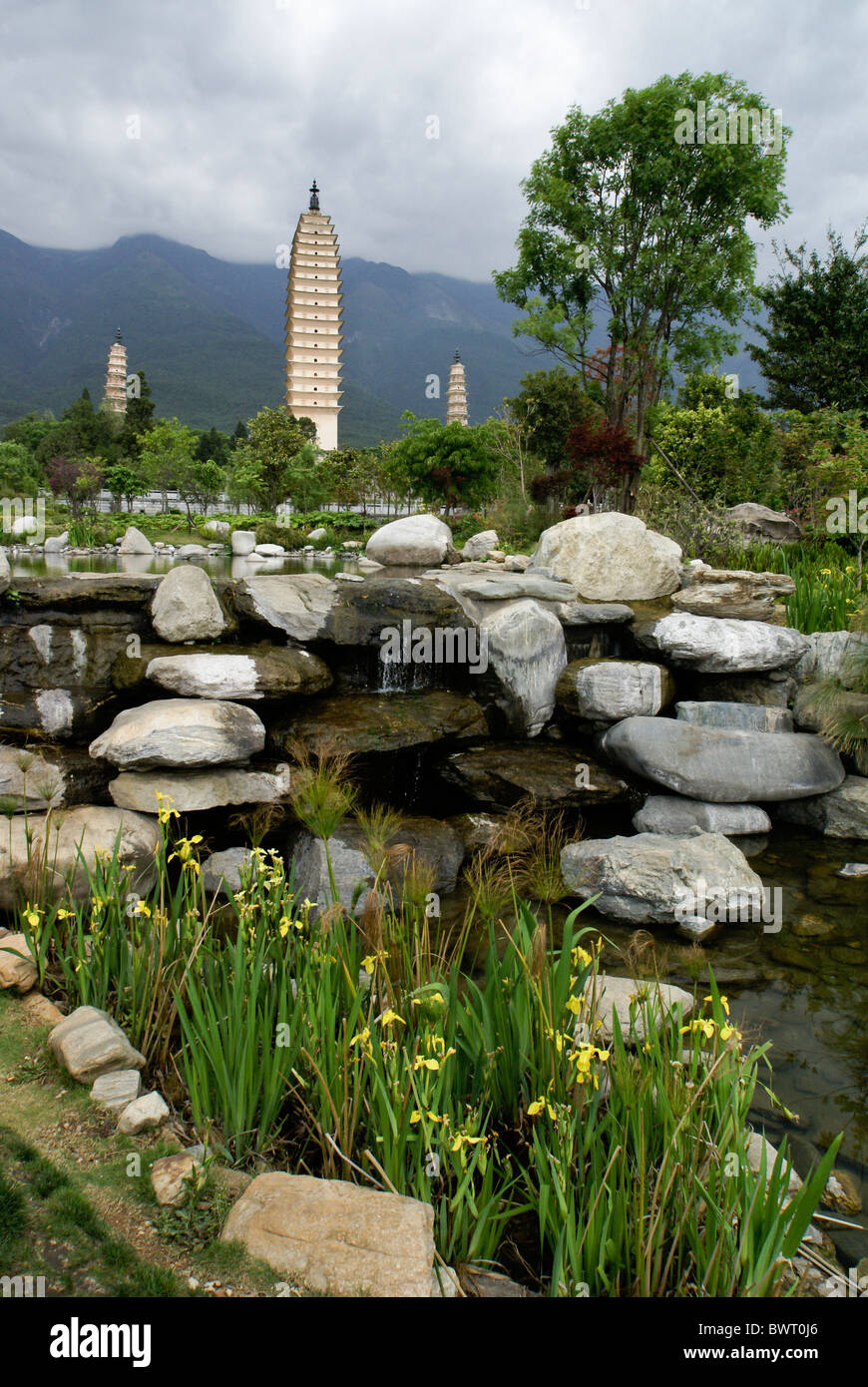 Tre Pagode di Dali, Yunnan, Cina Foto Stock