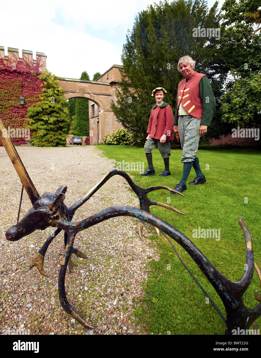 Un avvisatore acustico il ballerino Abbots Bromley Horn Dance Staffordshire REGNO UNITO Europa Foto Stock