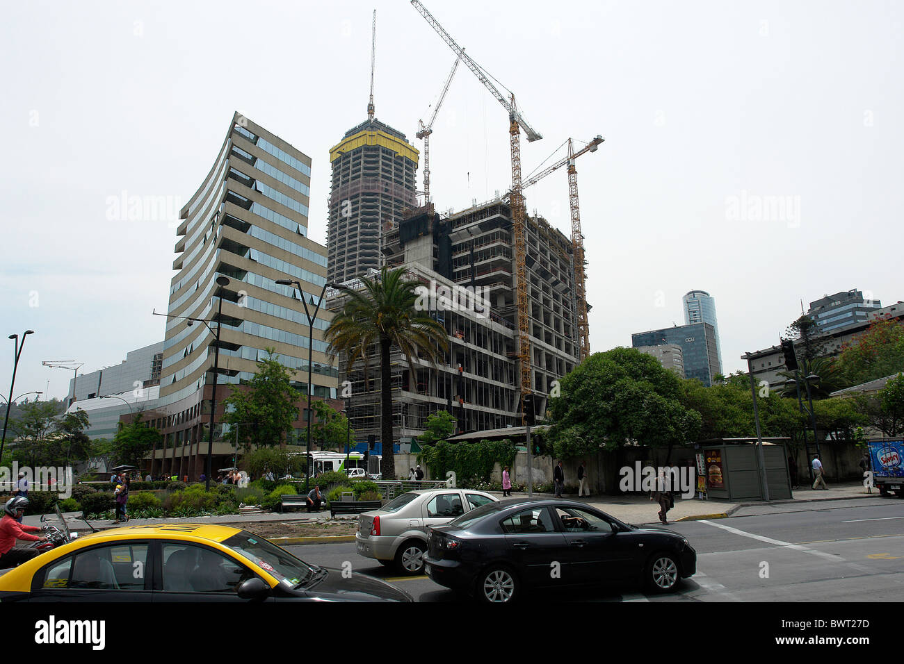 La costruzione di edifici in Santiago del Cile. Foto Stock