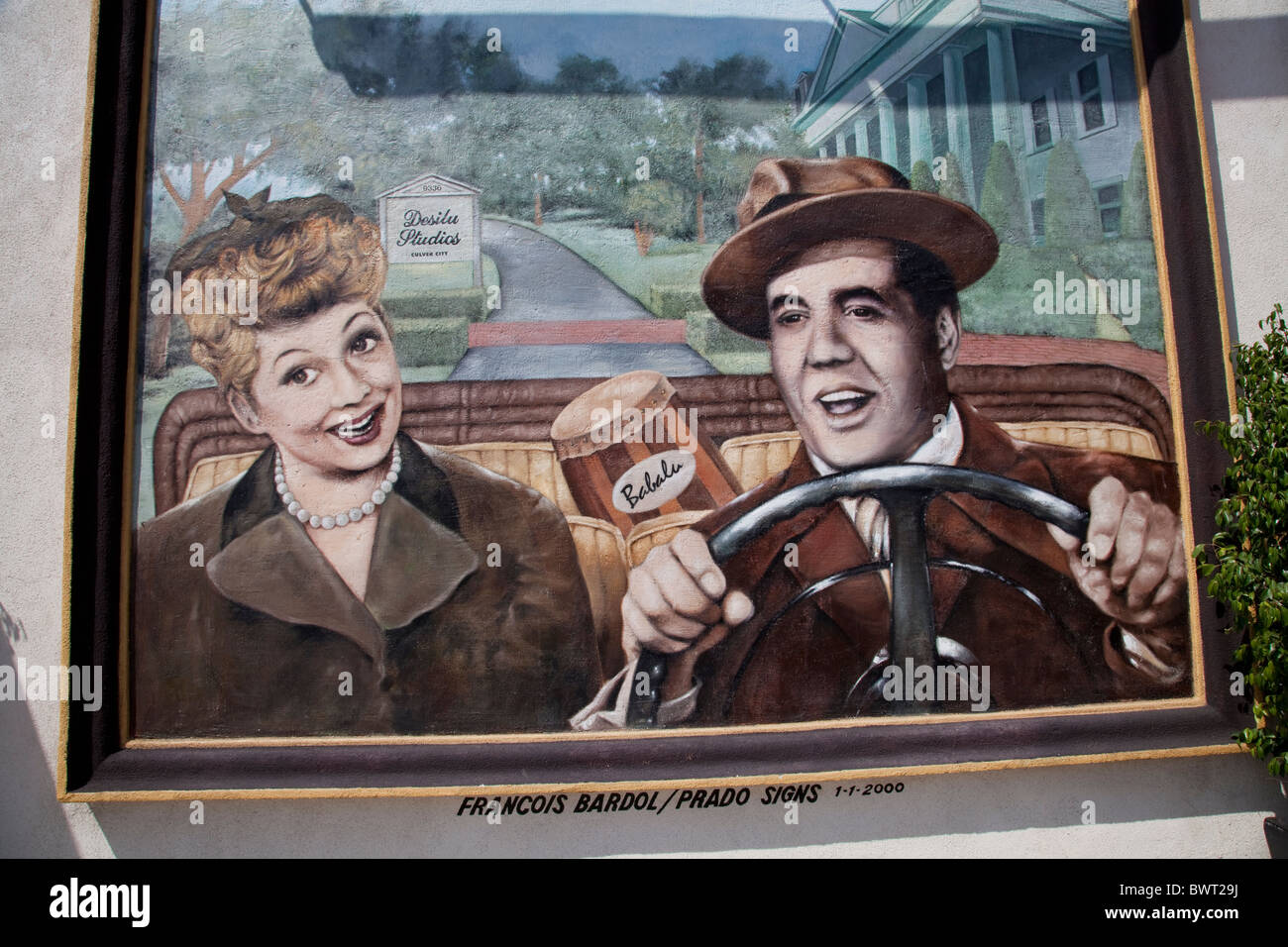 Lucille Ball e Desi murale Arnez vicino a Culver Studio che ospitava Desilu Studio, Culver City, Los Angeles, California, Stati Uniti d'America Foto Stock