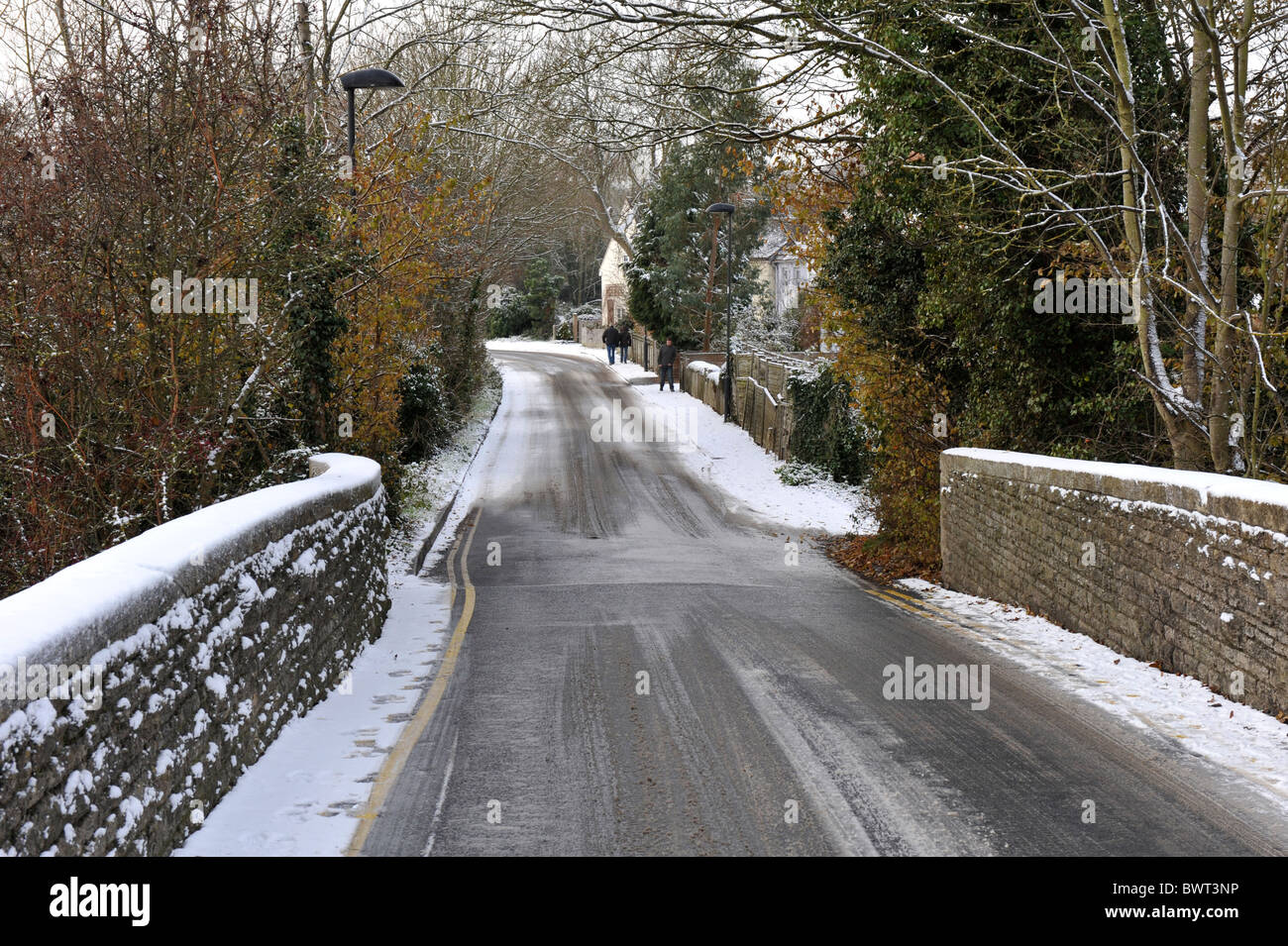 Una vista dal ponte di inverni nelle zone rurali di Wolvercote appena fuori Oxford Foto Stock