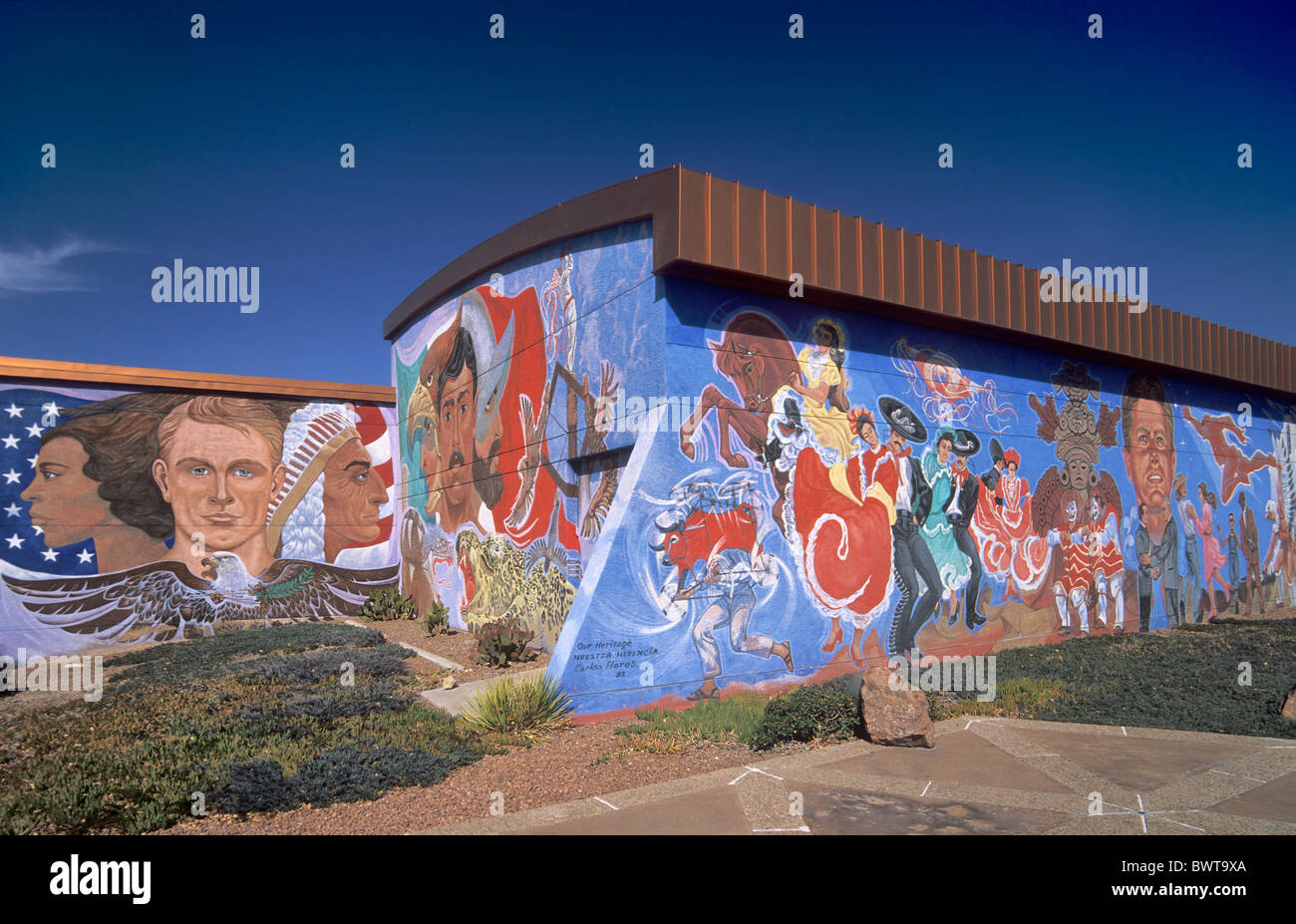 Nuestra Herencia (il nostro patrimonio) murale di Carlos Flores, in Chamizal Monumento Nazionale di El Paso, Texas, Stati Uniti d'America Foto Stock