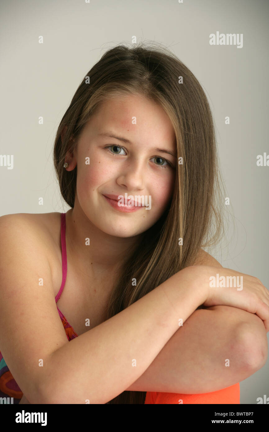 Ritratto di una ragazza di 10 anni. Foto Stock