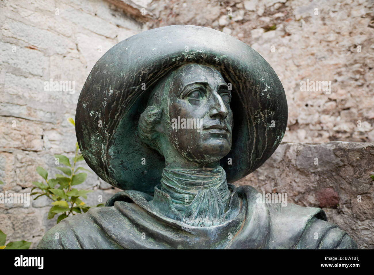 Busto del poeta tedesco in Italia Malcesine Lago di Garda Foto Stock