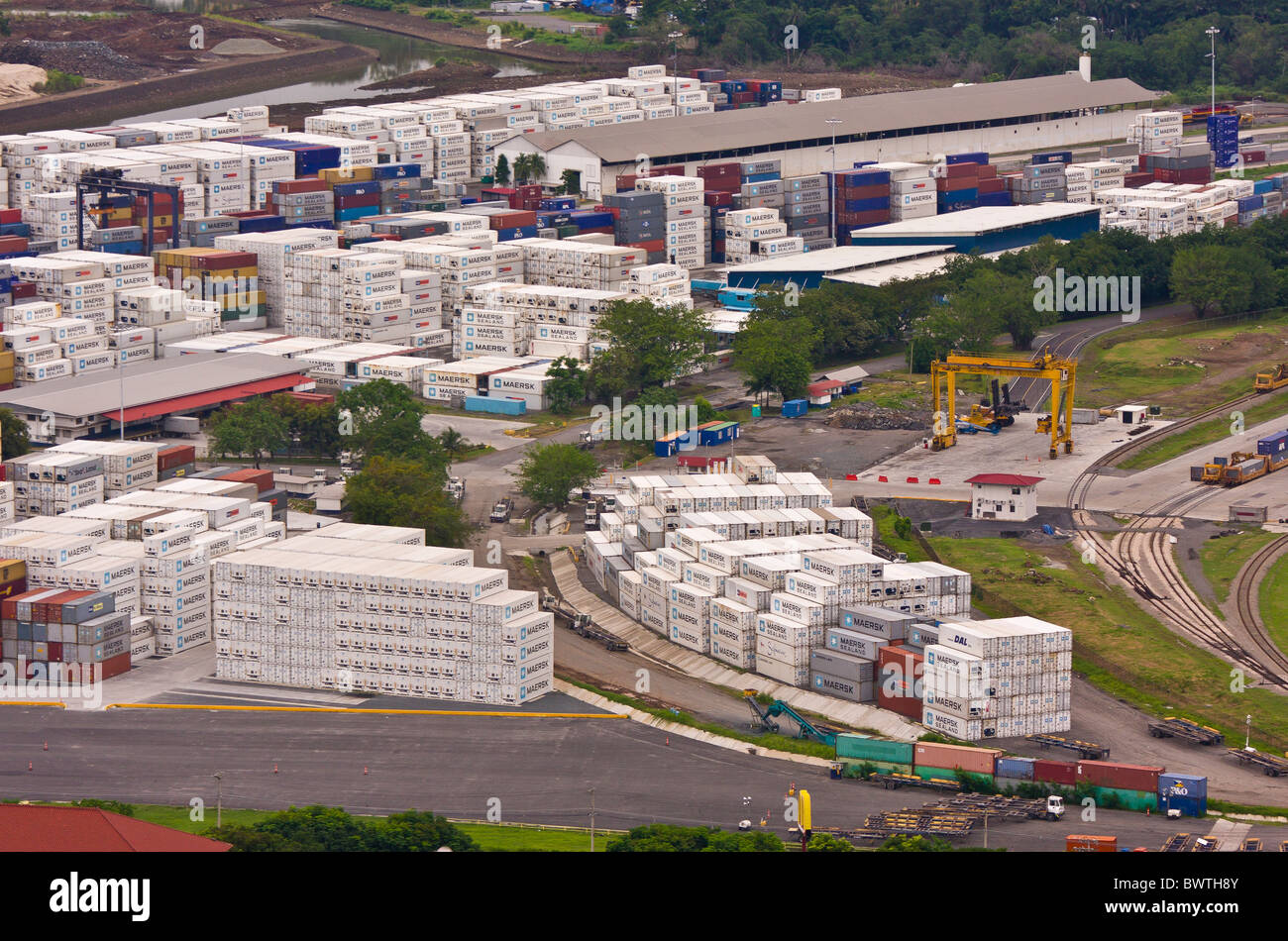 PANAMA CITY, PANAMA - Porto di Balboa, contenitore di spedizione porto vicino al canale di Panama. Foto Stock