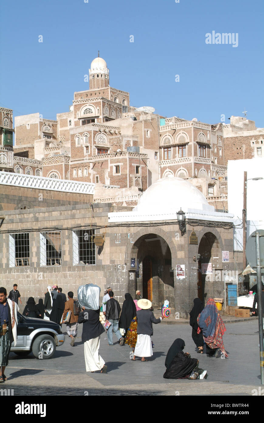 Yemen Sana'a Sanaa Old San'un'architettura città vecchia città del patrimonio mondiale UNESCO Arabian arabo Arab t.r.a. Foto Stock