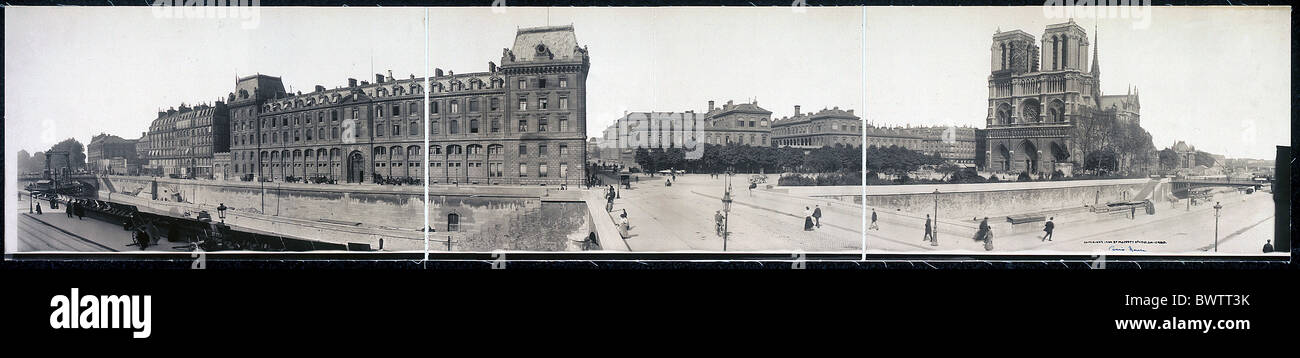 Notre Dame Prefettura di Polizia Parigi Francia Europa 1909 storico cronologia storica Foto Stock