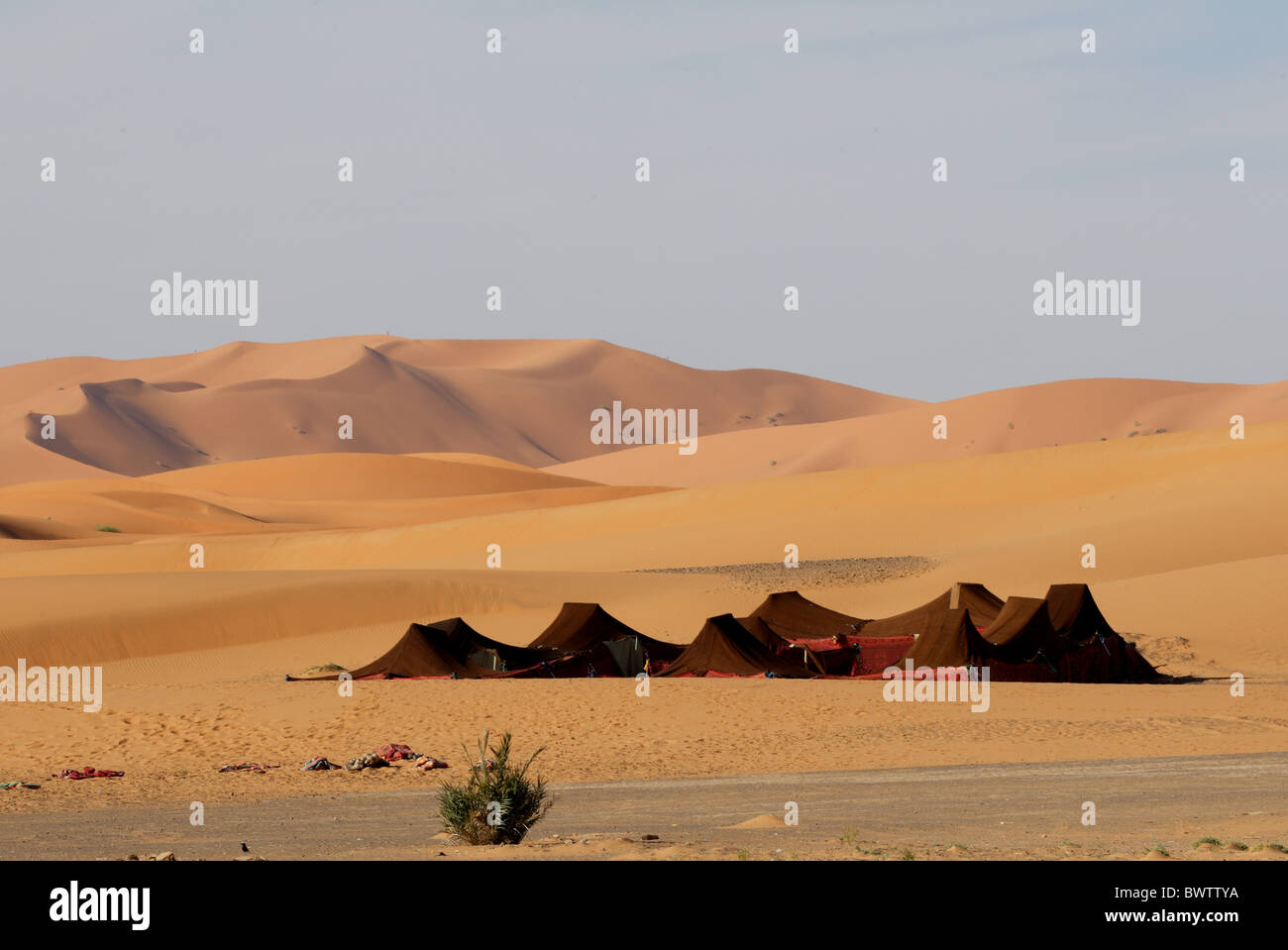 Campo Beduino Sahara Deserto Deserto Merzouga Foto Stock