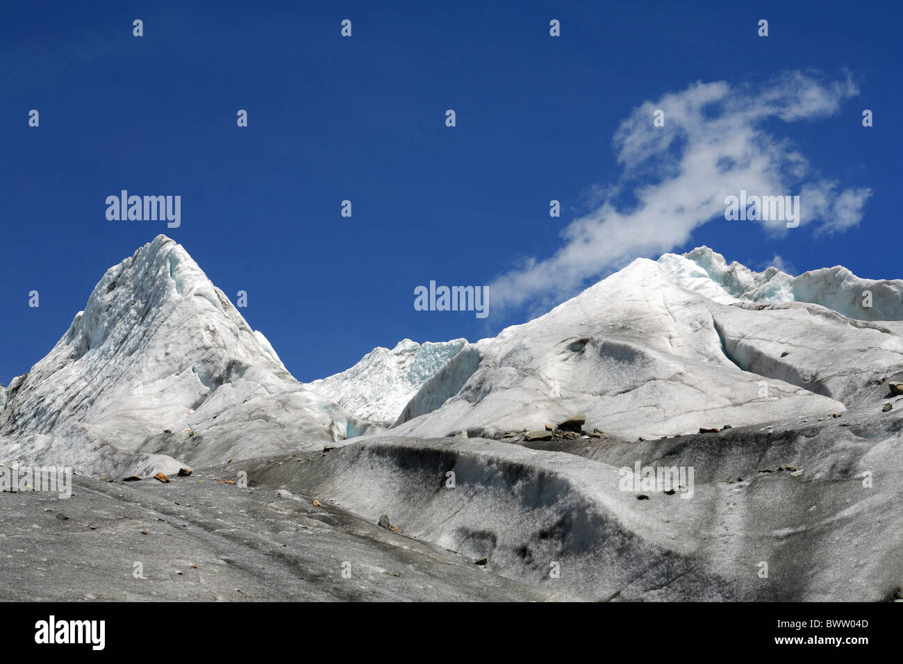 Alpi svizzere Pers Ghiacciaio escursioni montagne paesaggio alpino paesaggio natura Vardret freddo Pers Alta Engadina Foto Stock