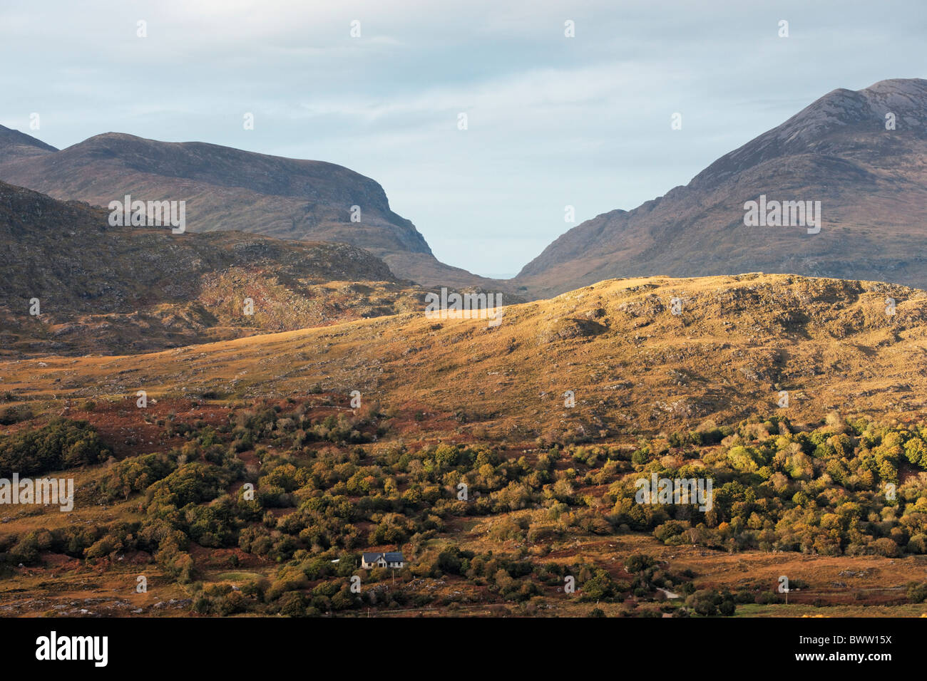Il Gap di Dunloe visto da di Dominik Moll gap, Parco Nazionale di Killarney, nella contea di kerry, munster, irlanda. Foto Stock