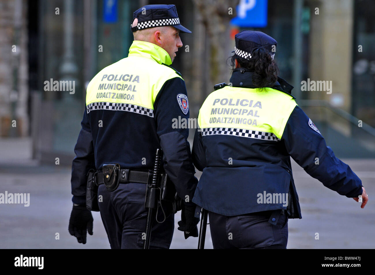 Gli ufficiali di polizia nel nord della Spagna, Europa Foto Stock