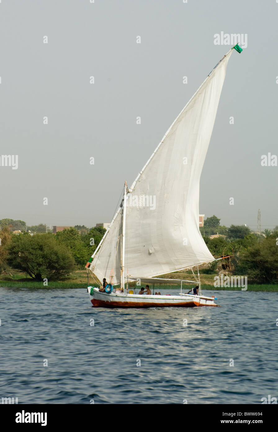 Tourist Traversata in Felucca sul fiume Nilo in Egitto Foto Stock