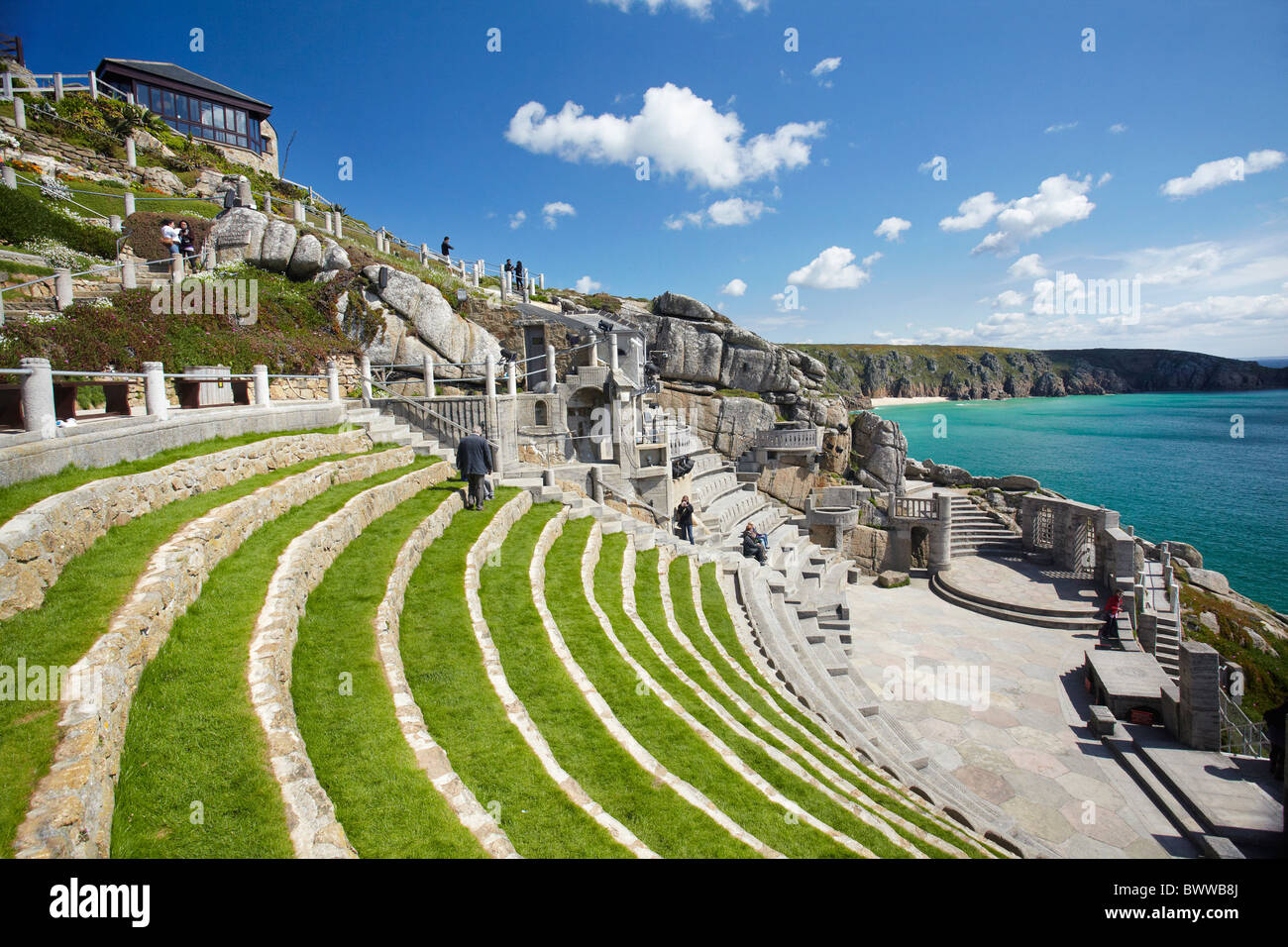 Minack Theatre, Porthcurno, nelle vicinanze del Lands End, Cornwall, England, Regno Unito Foto Stock