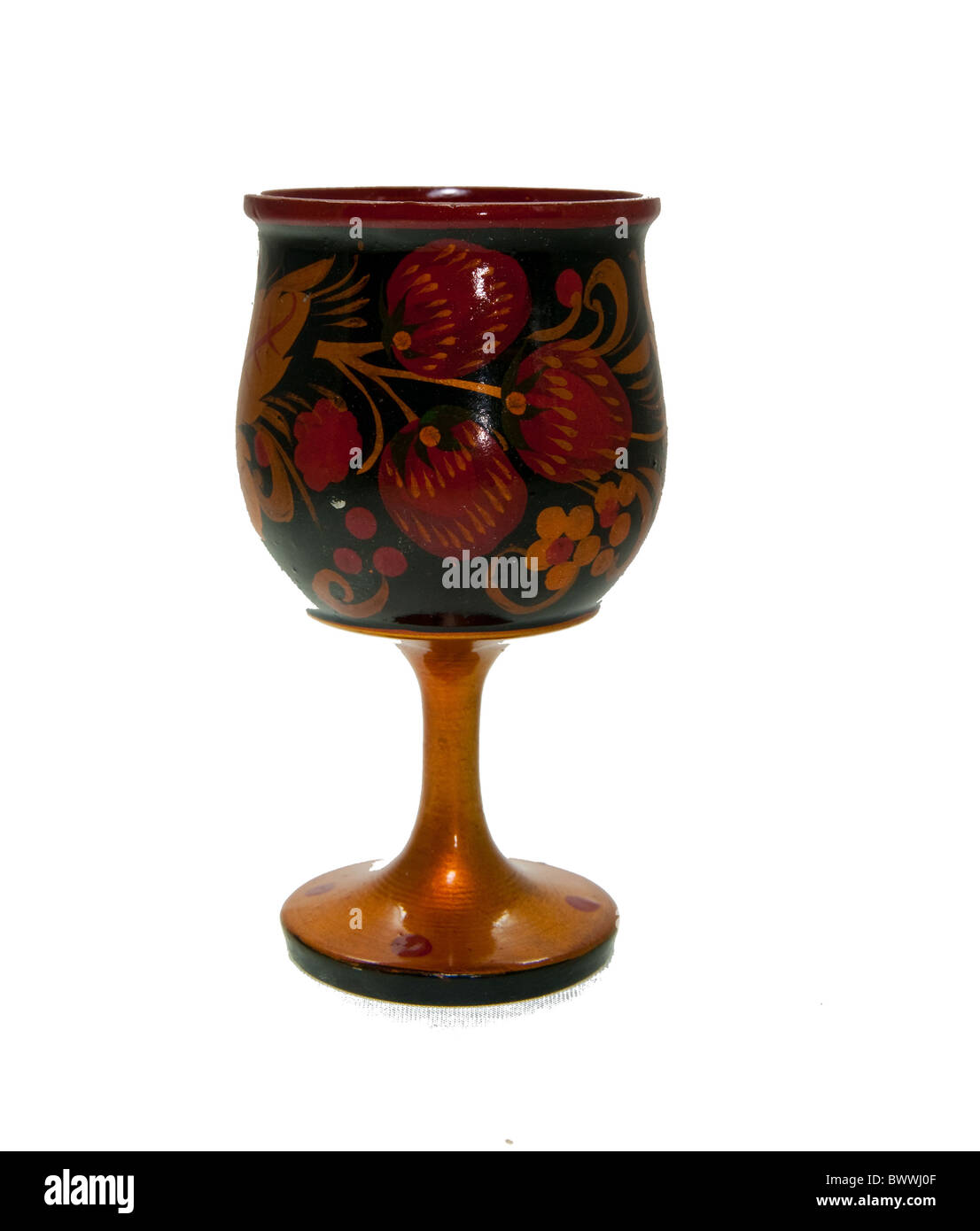 La foto del jigger di dipinto in tradizionale stile russo hohloma Foto Stock