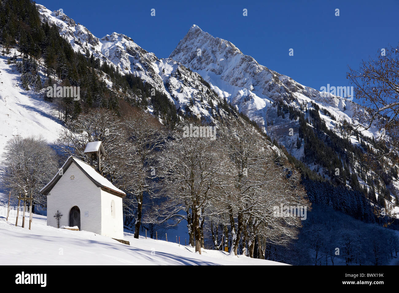 Cappella in Algovia orientale delle Alpi Foto Stock
