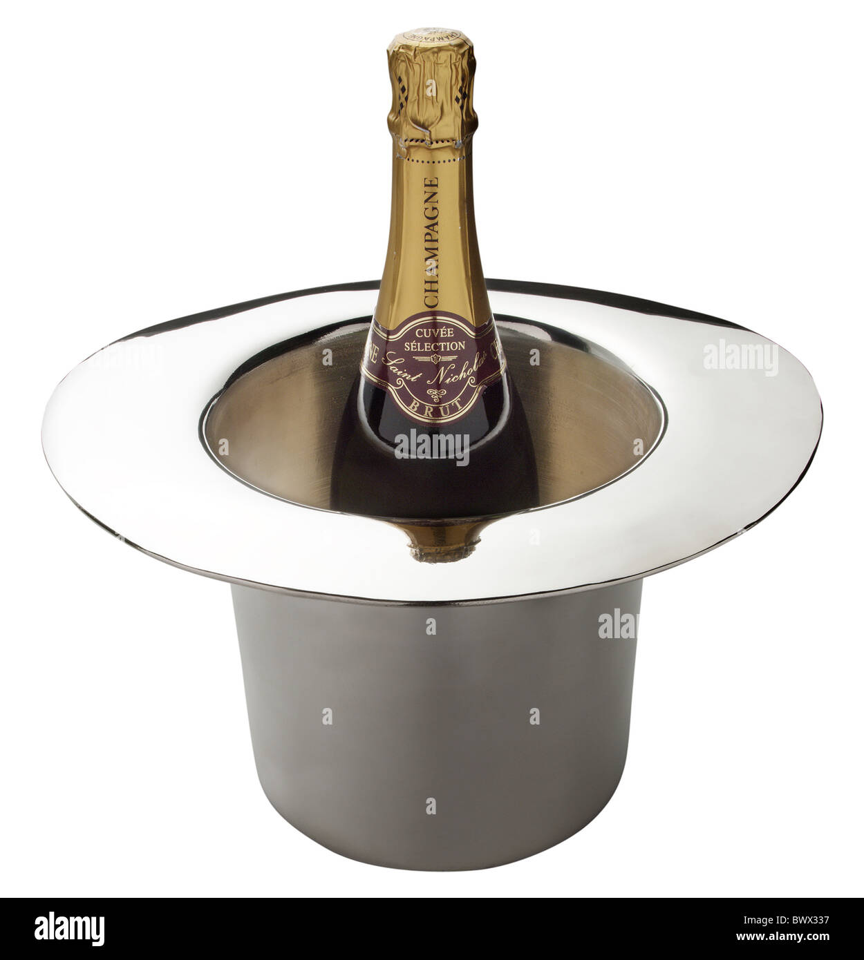 Champagne e Secchiello per ghiaccio Foto Stock