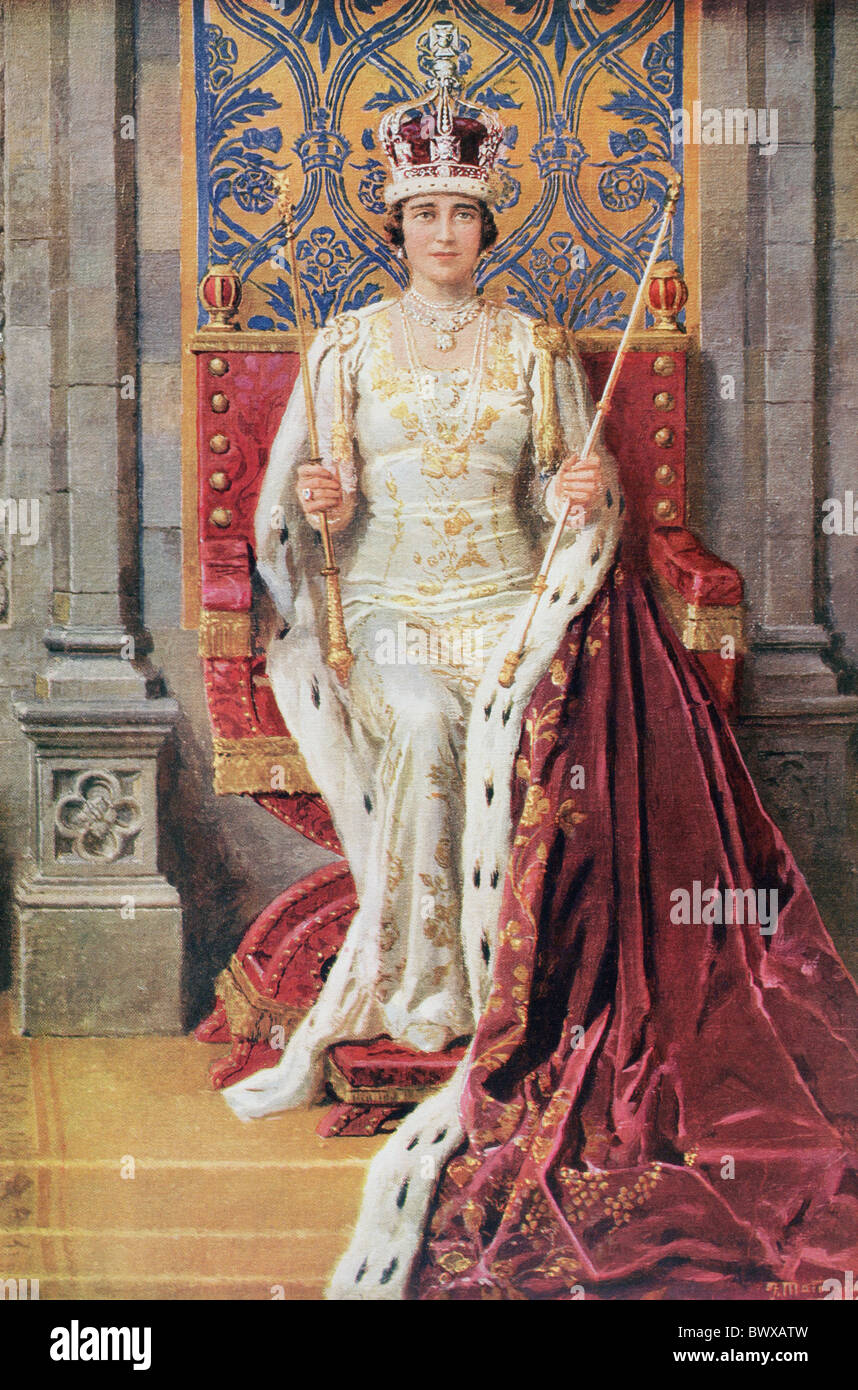 La regina Elisabetta in trono e incoronata, 12 maggio 1937. Dalla sfera, Incoronazione Numero record pubblicato 1937. Foto Stock