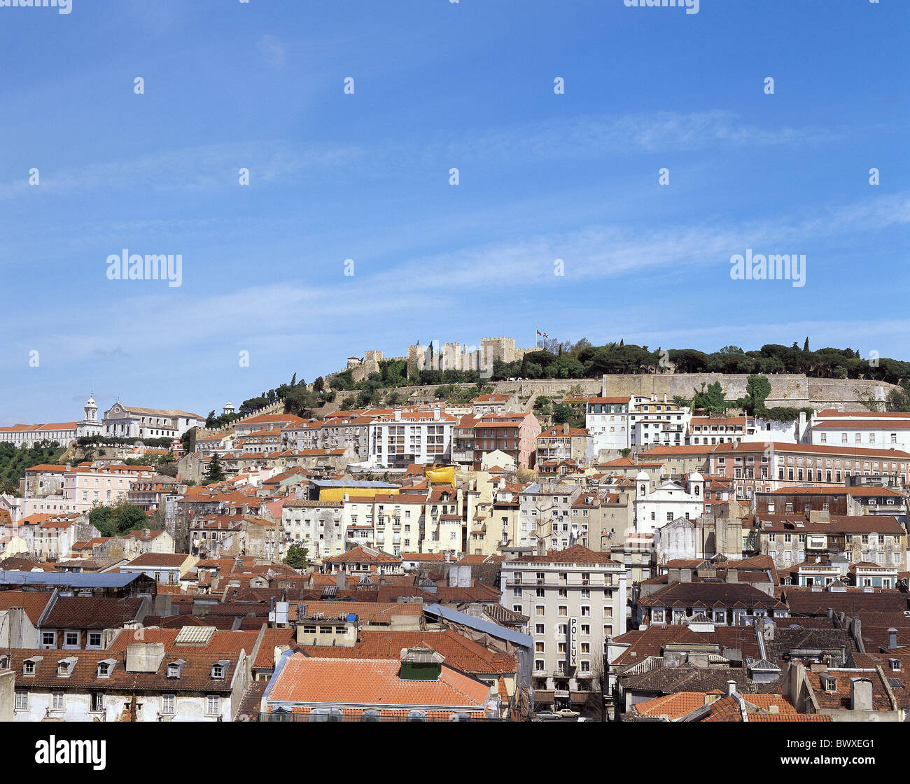 Portogallo Lisbona panoramica Baixa Castelo de Sao Jorge Foto Stock