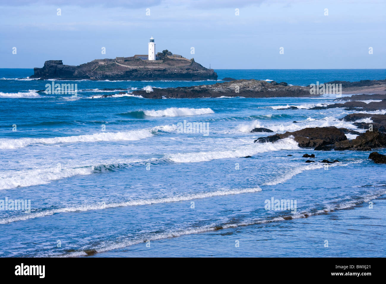 Godrevy Lighthouse, Cornwall, Regno Unito Foto Stock