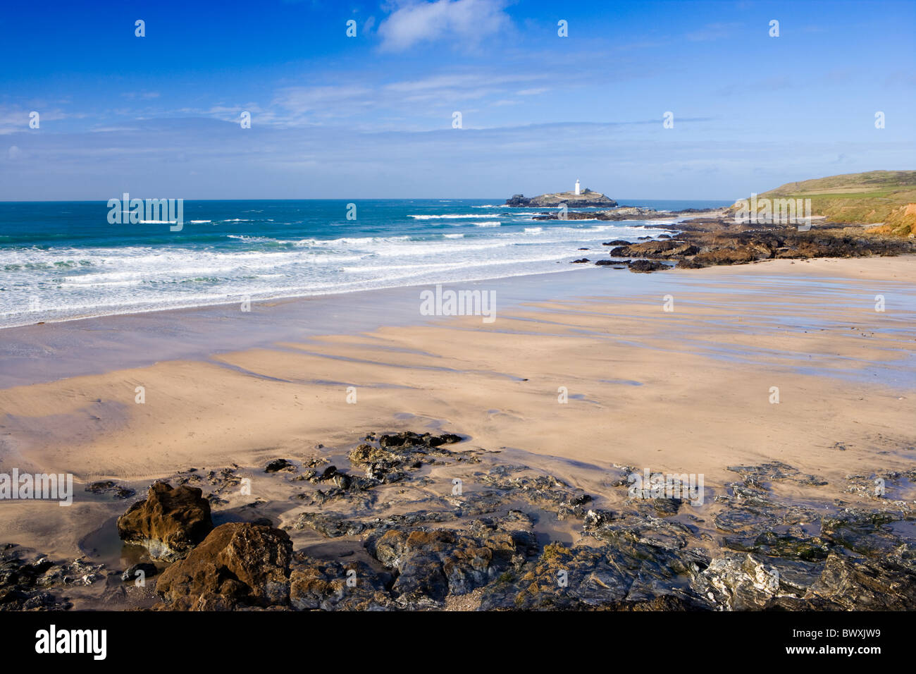 Godrevy Lighthouse, Cornwall, Regno Unito Foto Stock
