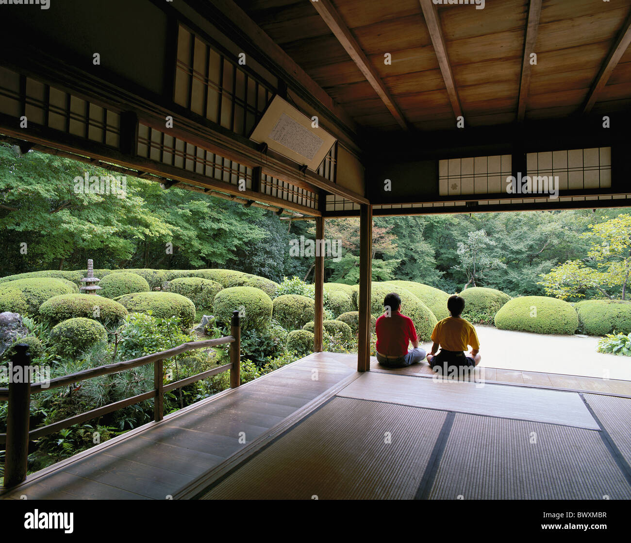 Garden House home giappone asia uomini vista posteriore tempio Shisendo tatami tradizionale due Foto Stock