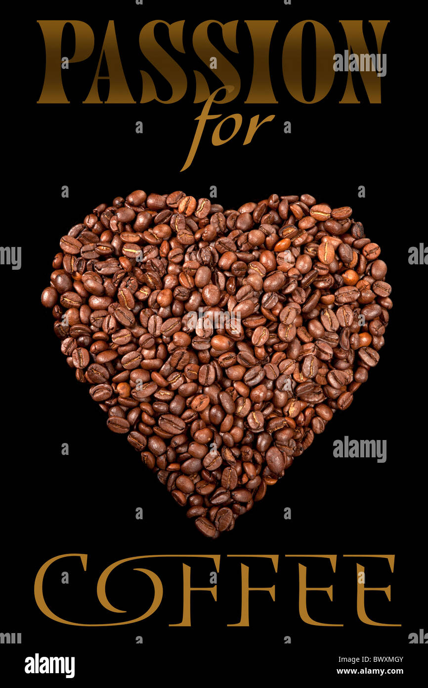 Il poster con i chicchi di caffè Foto Stock